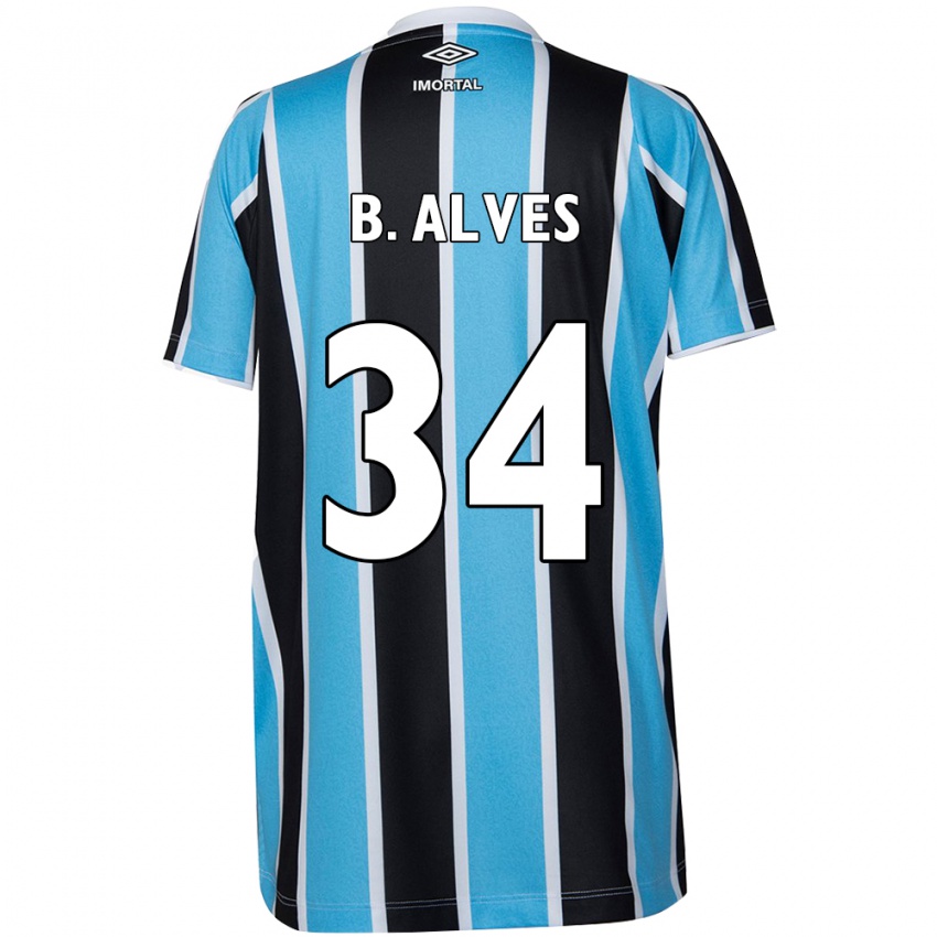 Criança Camisola Bruno Alves #34 Azul Preto Branco Principal 2024/25 Camisa