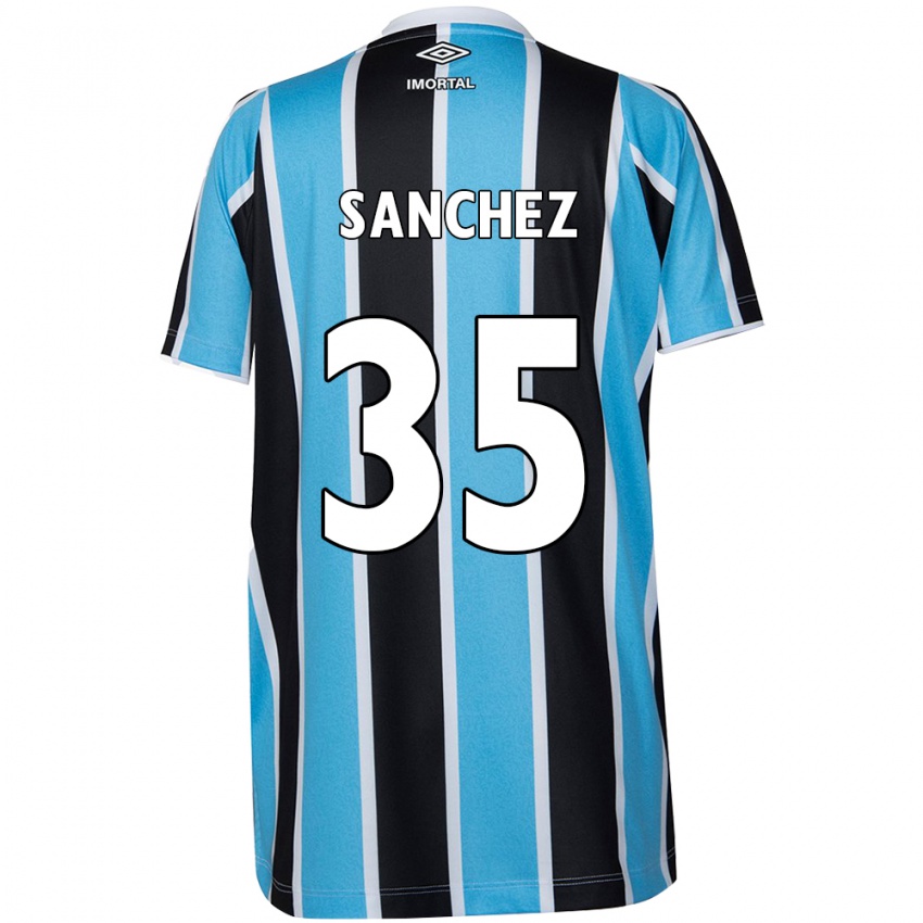 Criança Camisola Lari Sanchez #35 Azul Preto Branco Principal 2024/25 Camisa