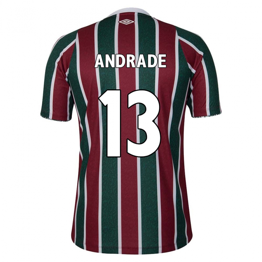 Criança Camisola Felipe Andrade #13 Verde Castanho Branco Principal 2024/25 Camisa