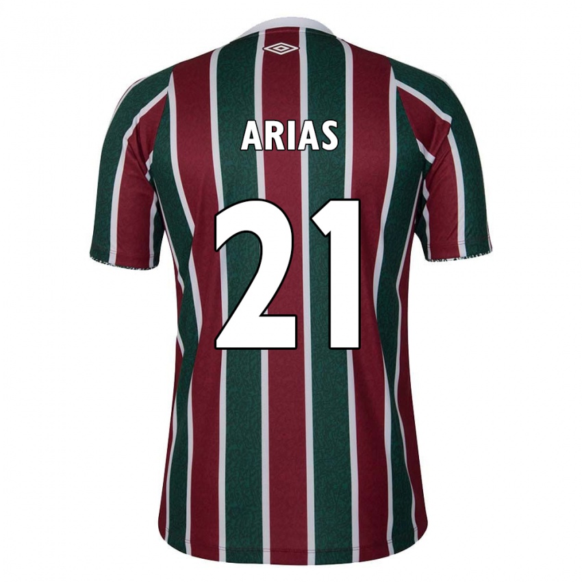 Criança Camisola Jhon Arias #21 Verde Castanho Branco Principal 2024/25 Camisa