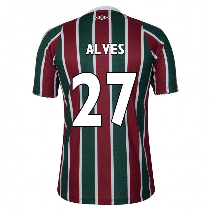 Criança Camisola Felipe Alves #27 Verde Castanho Branco Principal 2024/25 Camisa