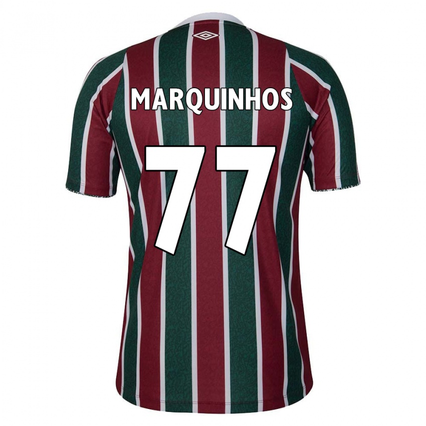 Criança Camisola Marquinhos #77 Verde Castanho Branco Principal 2024/25 Camisa