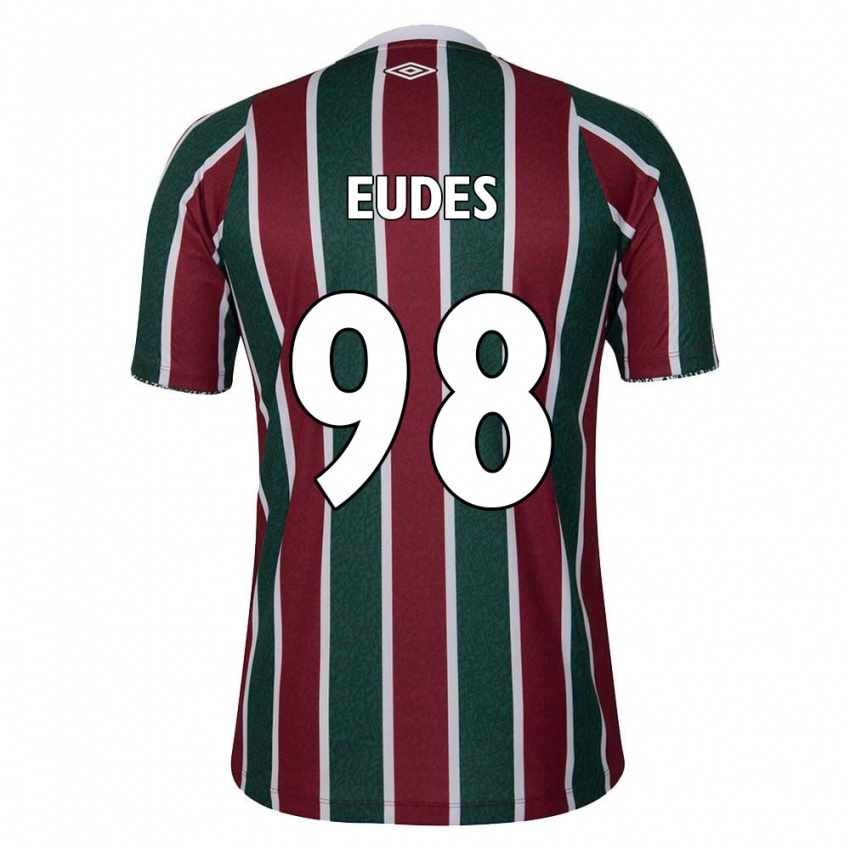 Criança Camisola Vitor Eudes #98 Verde Castanho Branco Principal 2024/25 Camisa