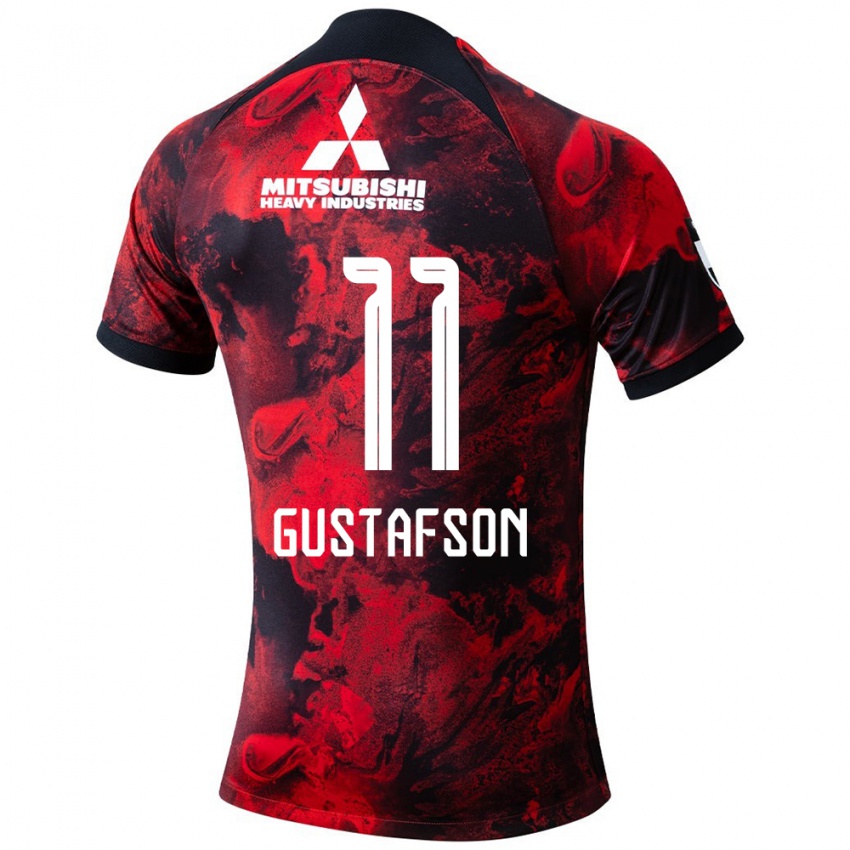 Criança Camisola Samuel Gustafson #11 Vermelho Preto Principal 2024/25 Camisa