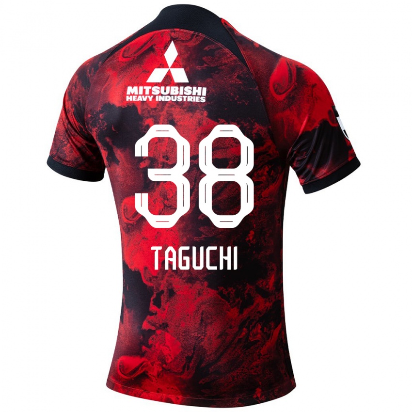 Criança Camisola Keita Taguchi #38 Vermelho Preto Principal 2024/25 Camisa