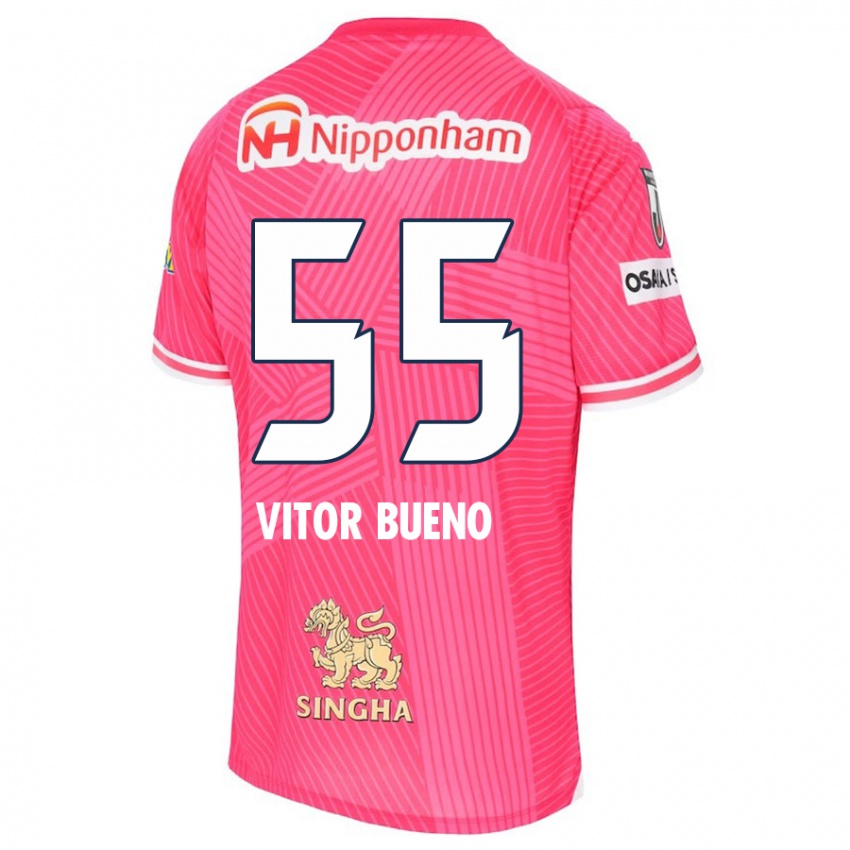 Criança Camisola Vitor Bueno #55 Rosa Branco Principal 2024/25 Camisa