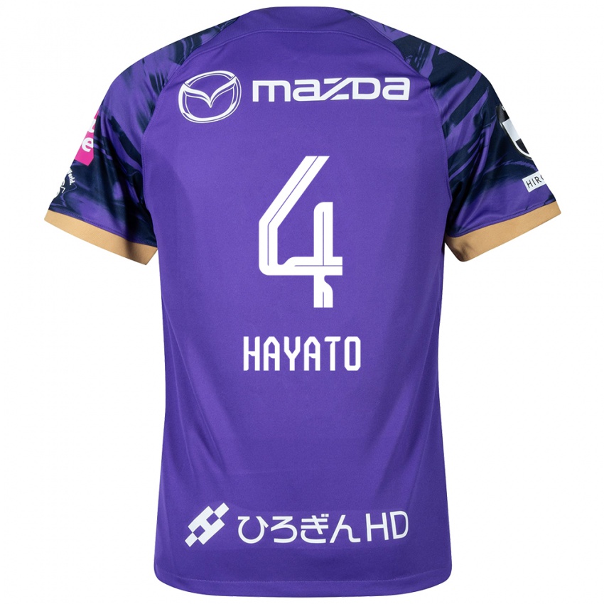 Criança Camisola Hayato Araki #4 Roxo Branco Principal 2024/25 Camisa