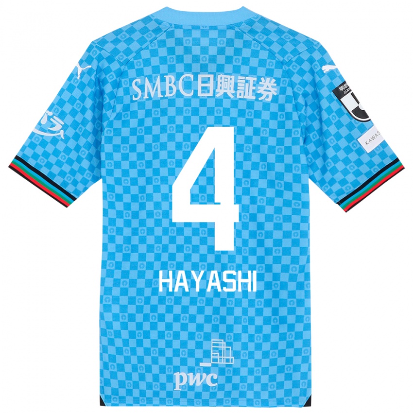 Criança Camisola Shunsuke Hayashi #4 Azul Azul Principal 2024/25 Camisa