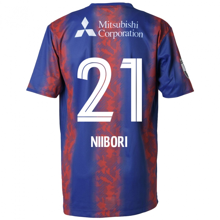 Criança Camisola Keita Niibori #21 Azul Vermelho Principal 2024/25 Camisa