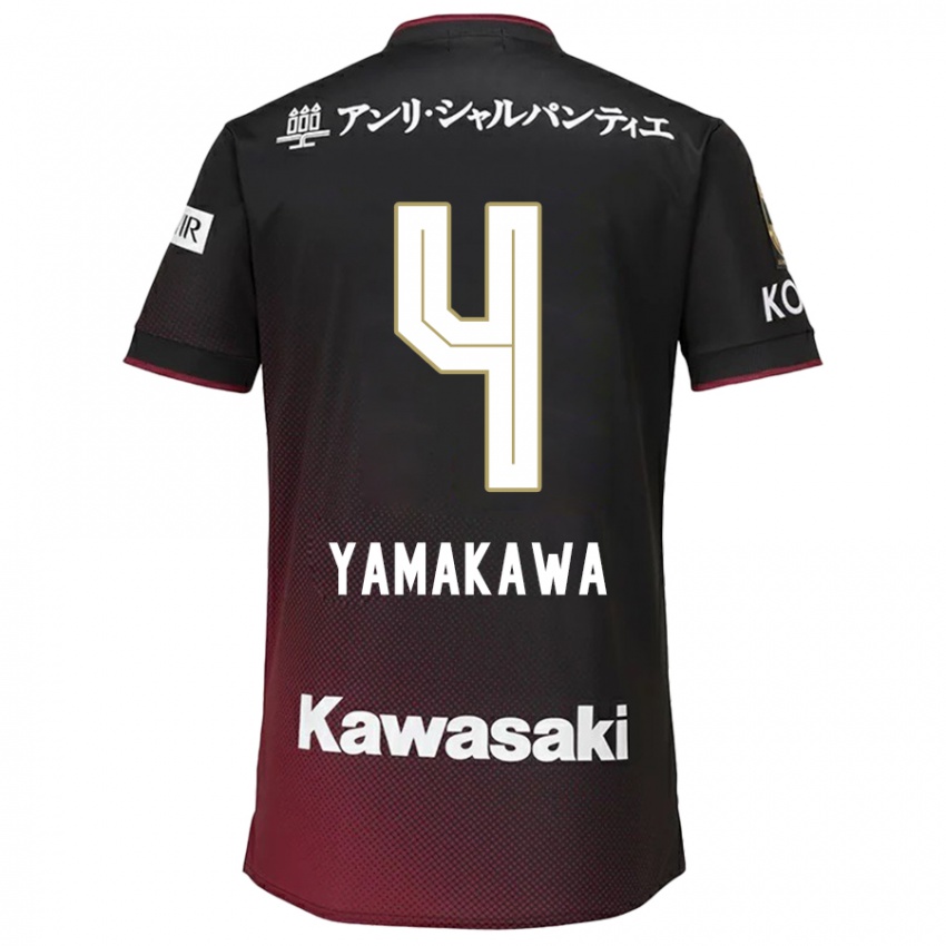 Criança Camisola Tetsushi Yamakawa #4 Preto Vermelho Principal 2024/25 Camisa