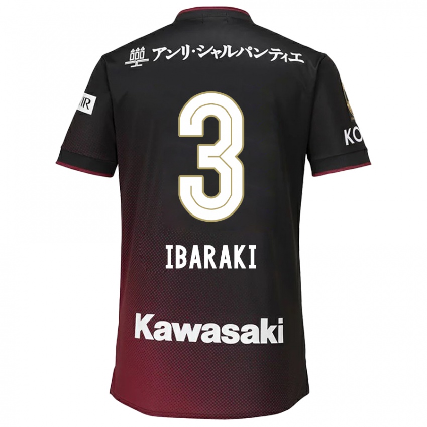 Criança Camisola Riku Ibaraki #3 Preto Vermelho Principal 2024/25 Camisa