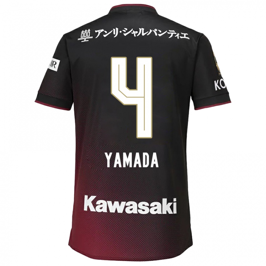 Criança Camisola Kaito Yamada #4 Preto Vermelho Principal 2024/25 Camisa