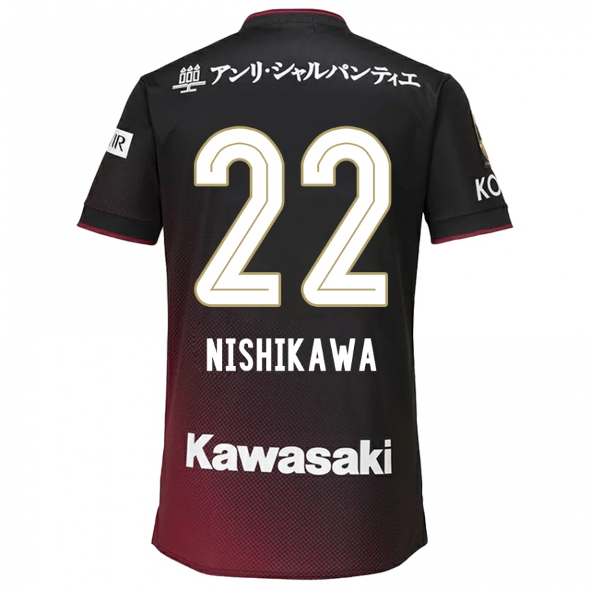 Criança Camisola Aiku Nishikawa #22 Preto Vermelho Principal 2024/25 Camisa