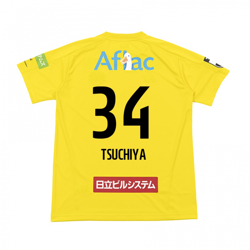 Criança Camisola Takumi Tsuchiya #34 Amarelo Preto Principal 2024/25 Camisa