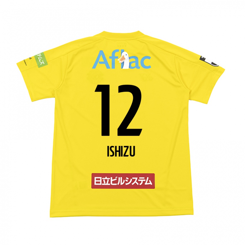 Criança Camisola Kazuki Ishizu #12 Amarelo Preto Principal 2024/25 Camisa