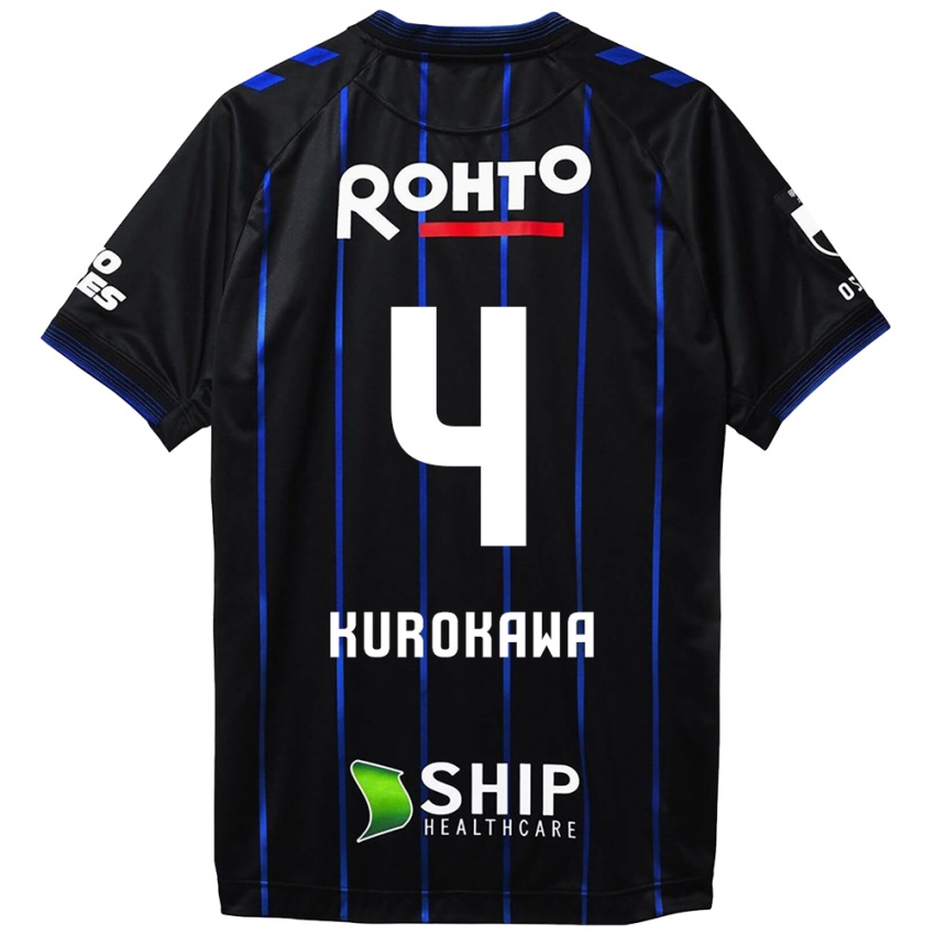 Criança Camisola Keisuke Kurokawa #4 Preto Azul Principal 2024/25 Camisa