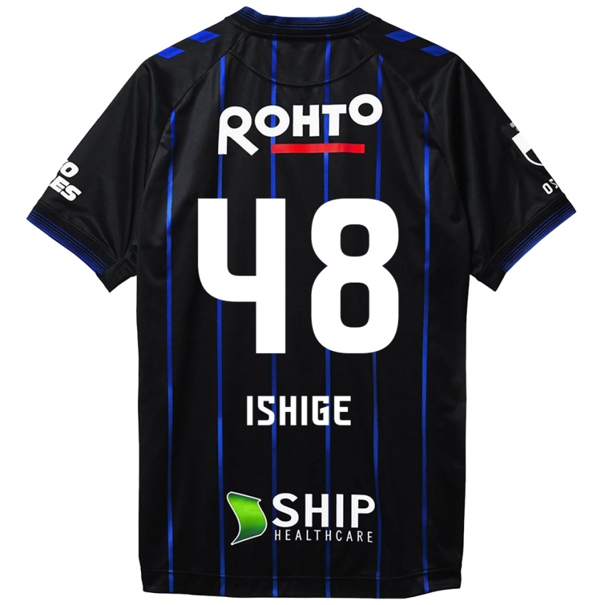 Criança Camisola Hideki Ishige #48 Preto Azul Principal 2024/25 Camisa