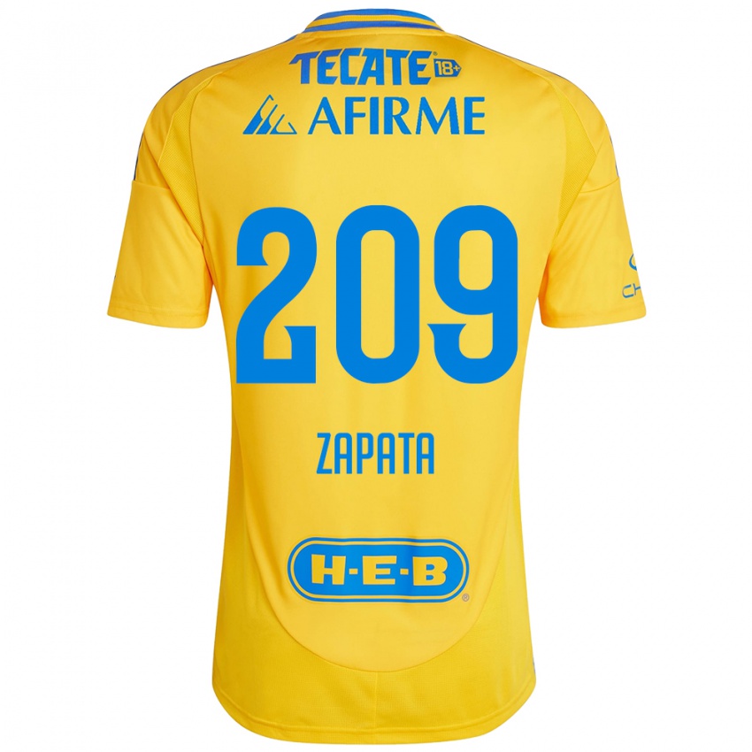 Criança Camisola Jorge Zapata #209 Ouro Amarelo Principal 2024/25 Camisa