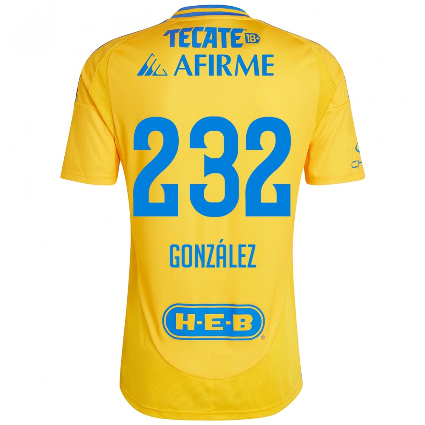 Criança Camisola César González #232 Ouro Amarelo Principal 2024/25 Camisa