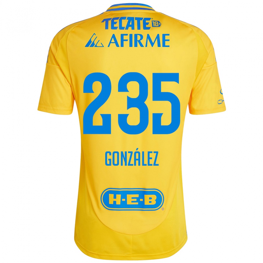 Criança Camisola Mauricio González #235 Ouro Amarelo Principal 2024/25 Camisa