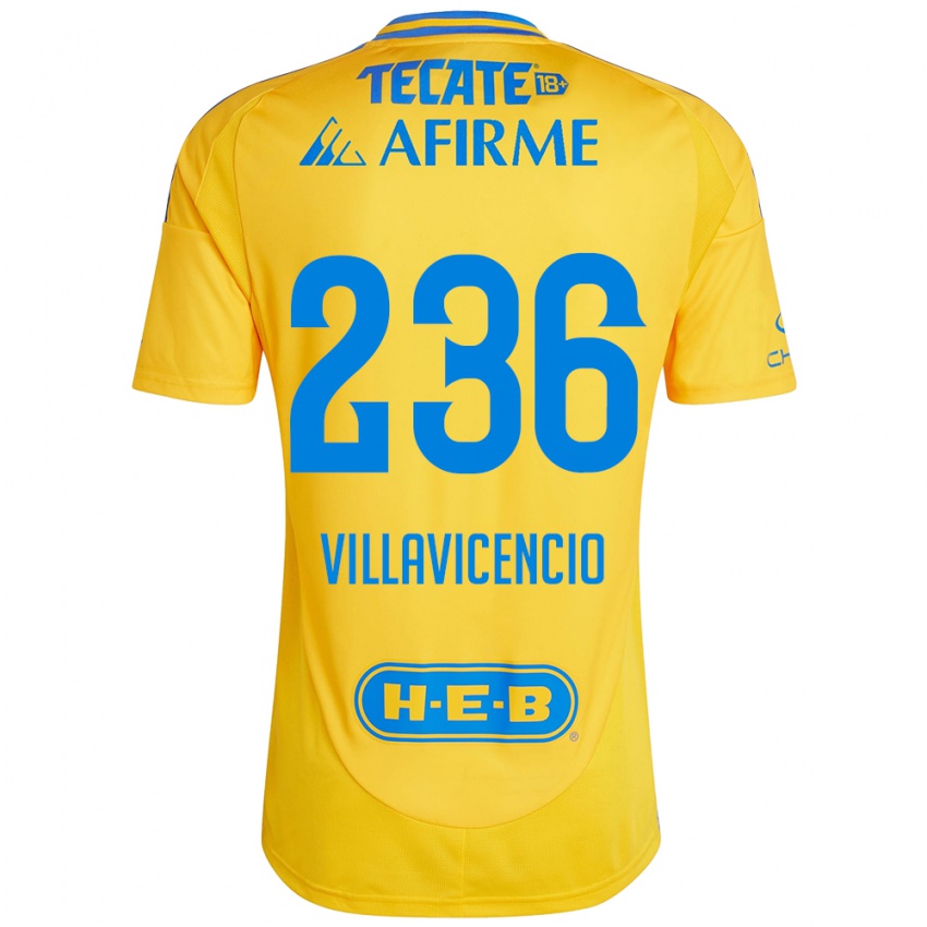 Criança Camisola Edgar Villavicencio #236 Ouro Amarelo Principal 2024/25 Camisa