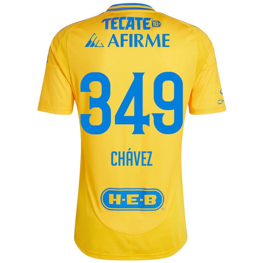 Criança Camisola Jorge Chávez #349 Ouro Amarelo Principal 2024/25 Camisa