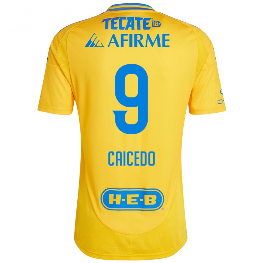 Criança Camisola Jordy Caicedo #9 Ouro Amarelo Principal 2024/25 Camisa