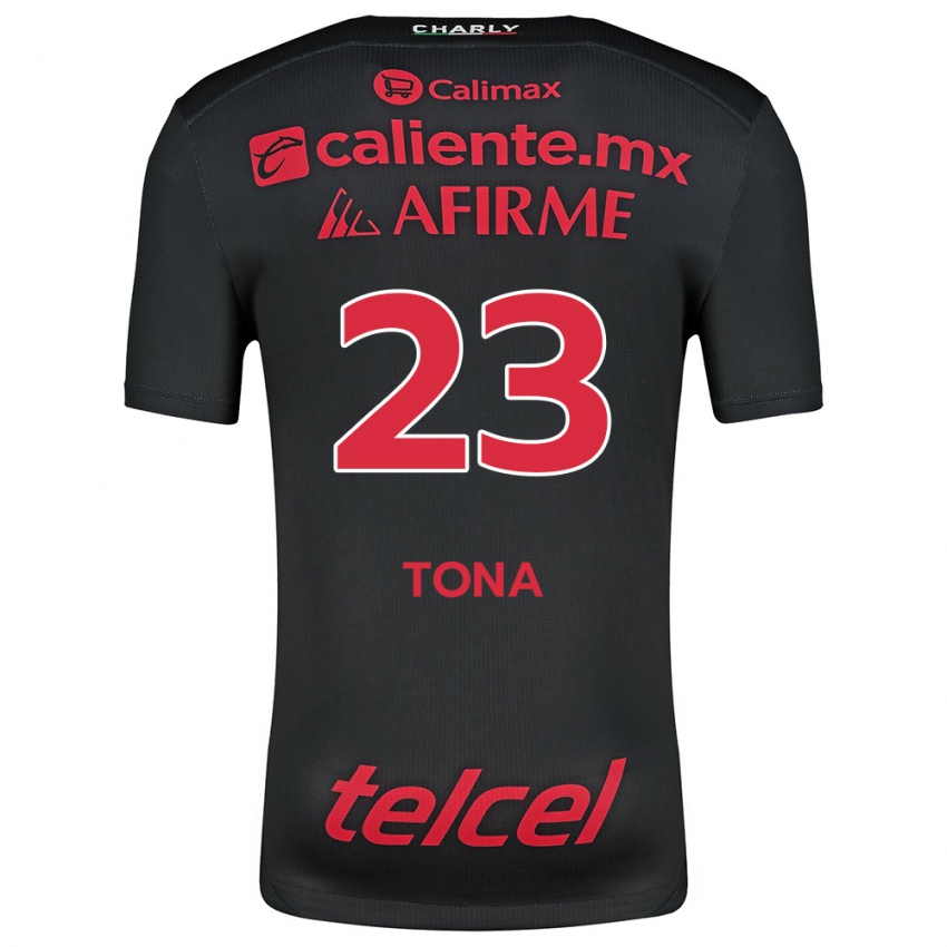 Criança Camisola Iván Tona #23 Preto Vermelho Principal 2024/25 Camisa