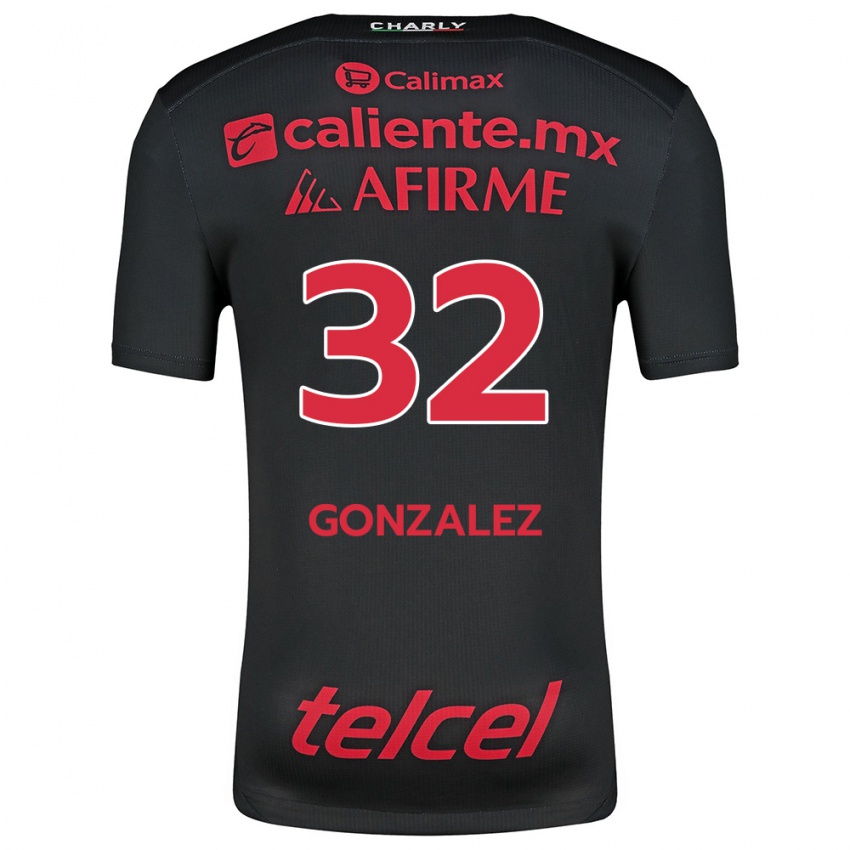 Criança Camisola Carlos Gonzalez #32 Preto Vermelho Principal 2024/25 Camisa