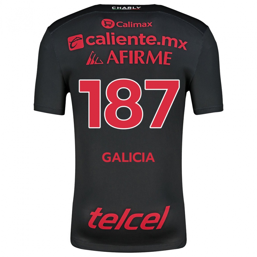 Criança Camisola Carlos Galicia #187 Preto Vermelho Principal 2024/25 Camisa