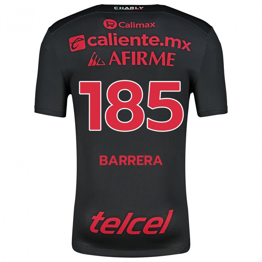 Criança Camisola Geonathan Barrera #185 Preto Vermelho Principal 2024/25 Camisa