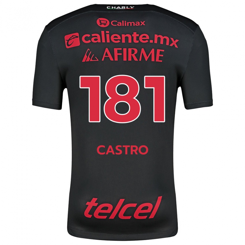 Criança Camisola José Castro #181 Preto Vermelho Principal 2024/25 Camisa