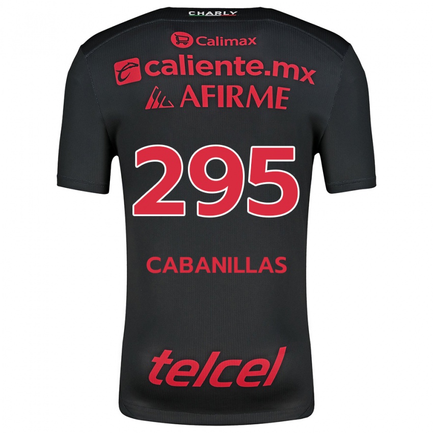 Criança Camisola Osvaldo Cabanillas #295 Preto Vermelho Principal 2024/25 Camisa