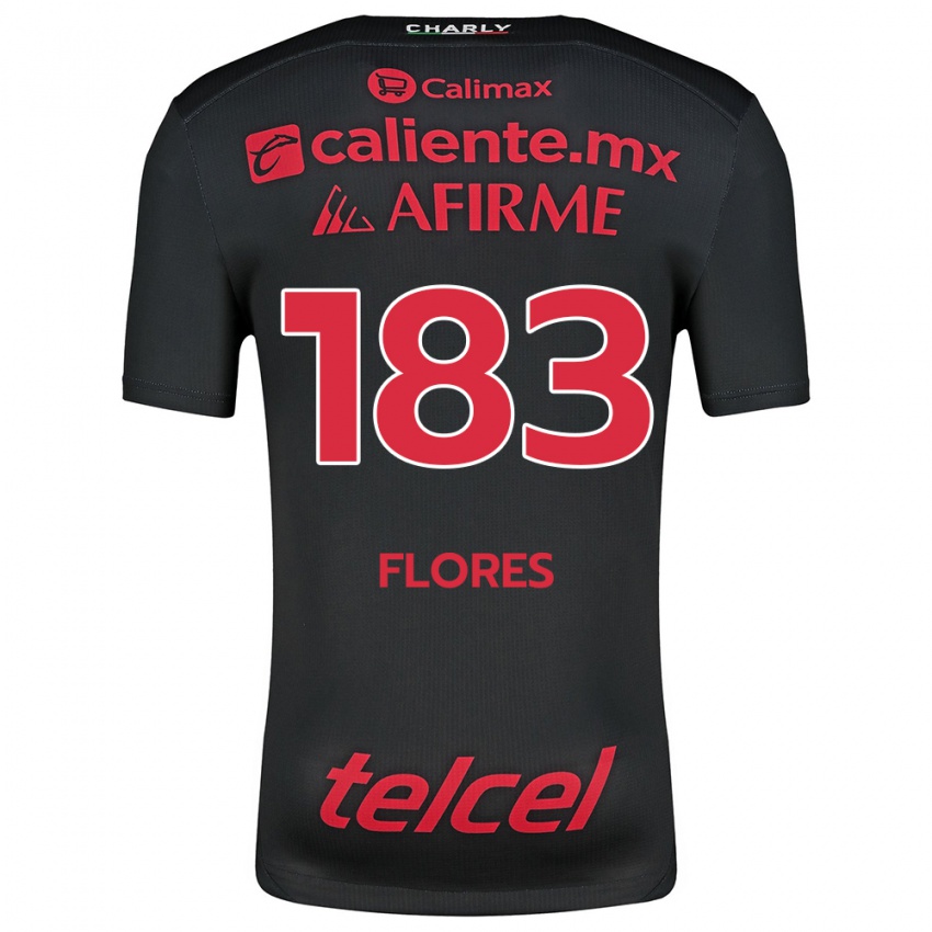 Criança Camisola Abraham Flores #183 Preto Vermelho Principal 2024/25 Camisa