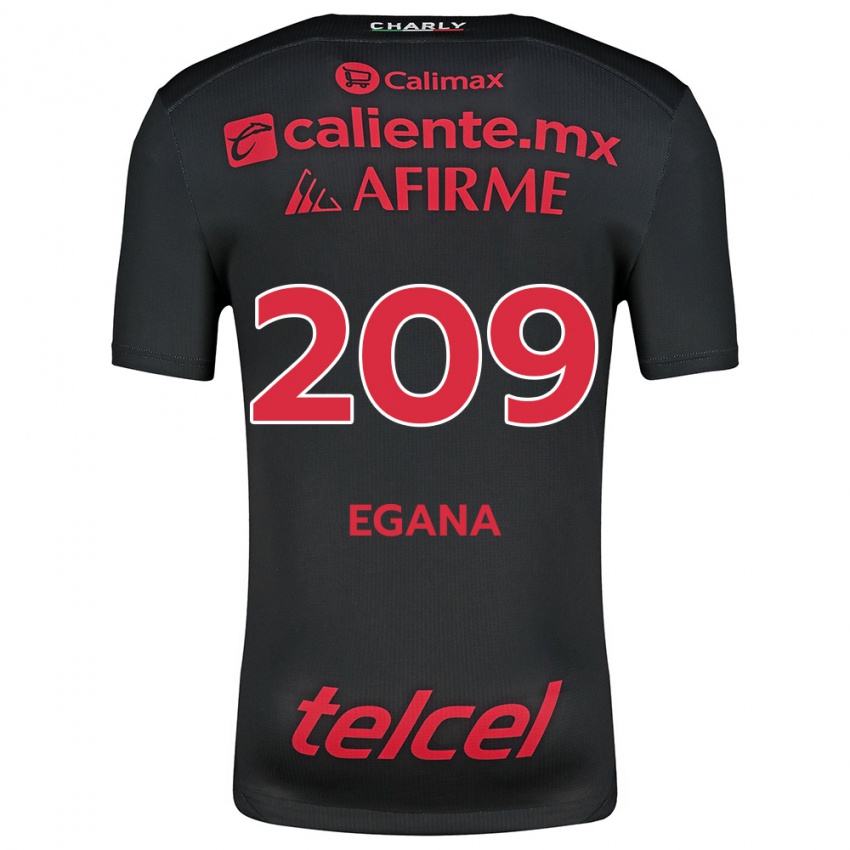 Criança Camisola Arath Egaña #209 Preto Vermelho Principal 2024/25 Camisa