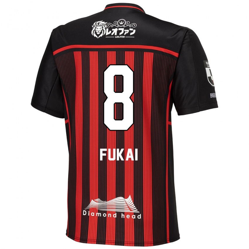 Criança Camisola Kazuki Fukai #8 Vermelho Preto Principal 2024/25 Camisa