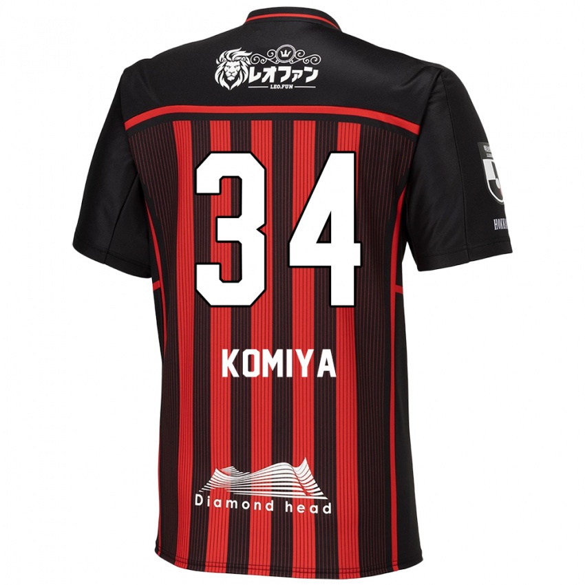 Criança Camisola Masaki Komiya #34 Vermelho Preto Principal 2024/25 Camisa