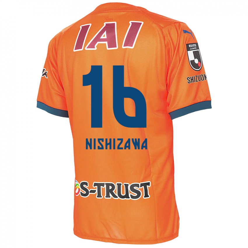 Criança Camisola Kenta Nishizawa #16 Laranja Azul Principal 2024/25 Camisa