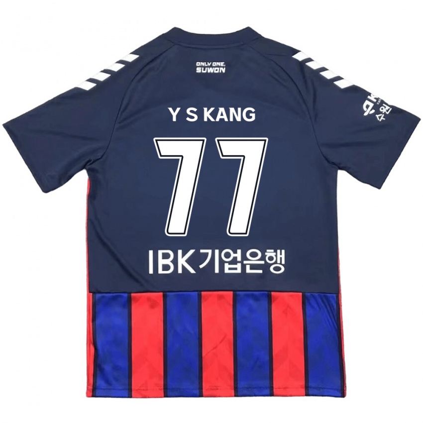 Criança Camisola Sang-Yun Kang #77 Azul Vermelho Principal 2024/25 Camisa