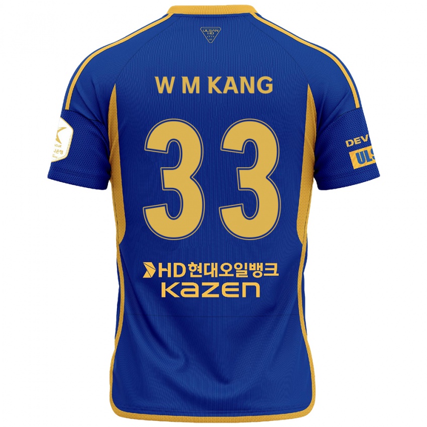 Criança Camisola Min-Woo Kang #33 Azul Amarelo Principal 2024/25 Camisa