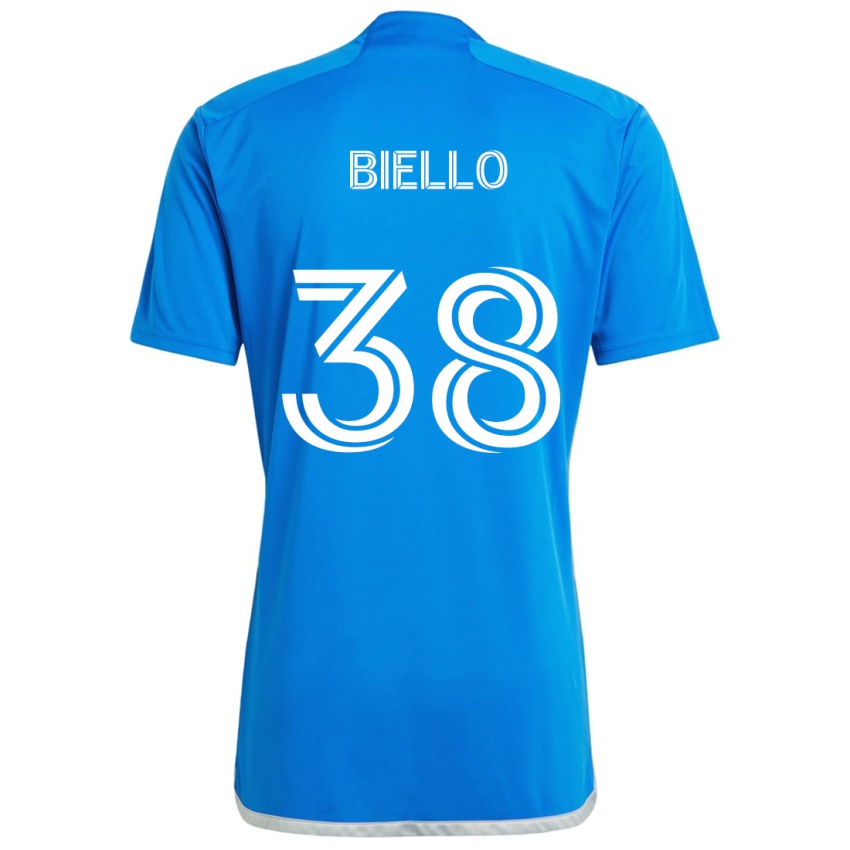 Criança Camisola Alessandro Biello #38 Branco Azulado Principal 2024/25 Camisa