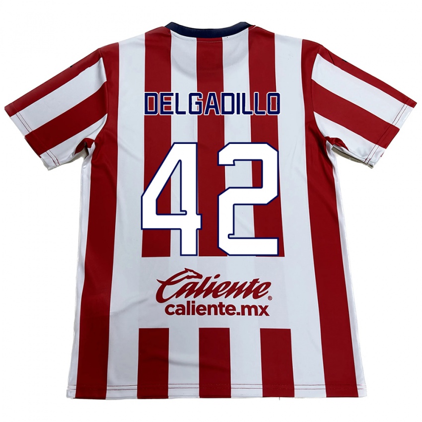 Criança Camisola Diego Delgadillo #42 Vermelho Branco Principal 2024/25 Camisa