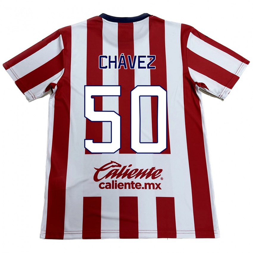 Criança Camisola Mateo Chávez #50 Vermelho Branco Principal 2024/25 Camisa