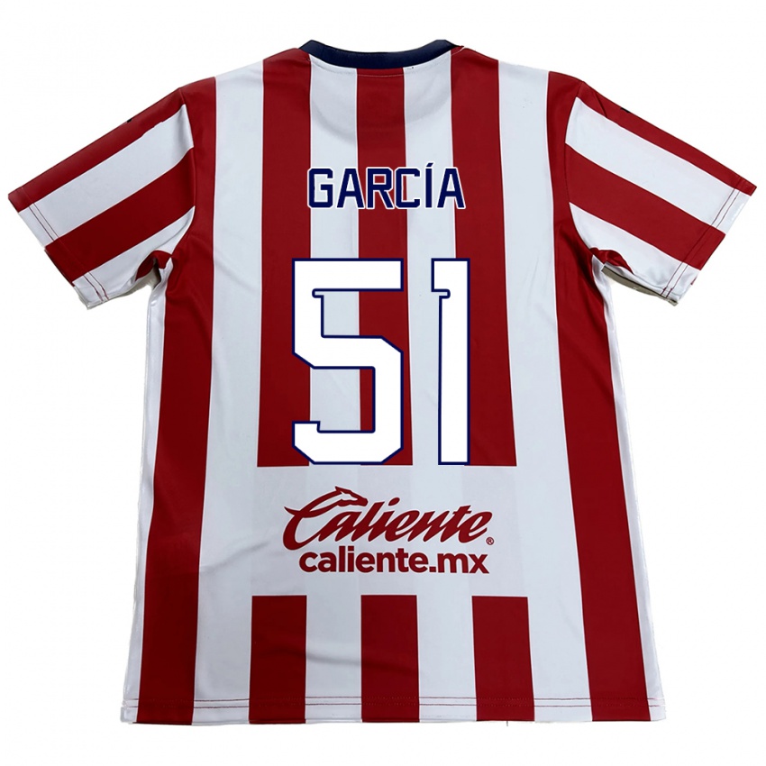 Criança Camisola Eduardo García #51 Vermelho Branco Principal 2024/25 Camisa