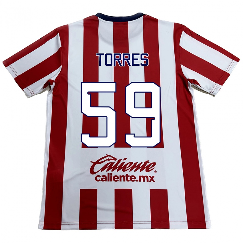 Criança Camisola Christian Torres #59 Vermelho Branco Principal 2024/25 Camisa