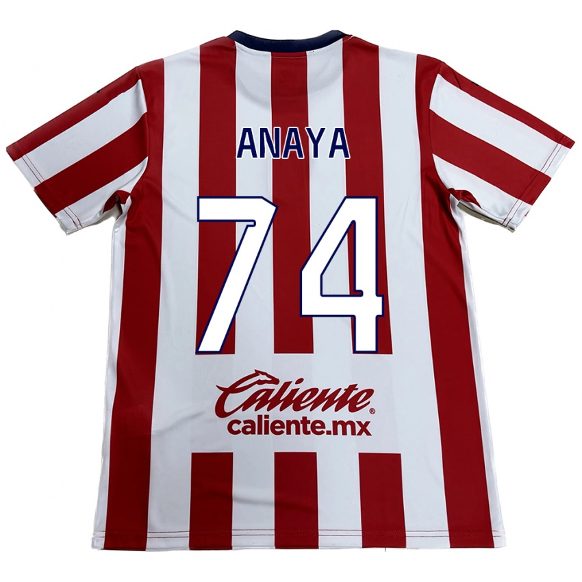 Criança Camisola Mario Anaya #74 Vermelho Branco Principal 2024/25 Camisa