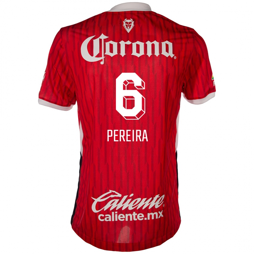 Criança Camisola Federico Pereira #6 Vermelho Branco Principal 2024/25 Camisa