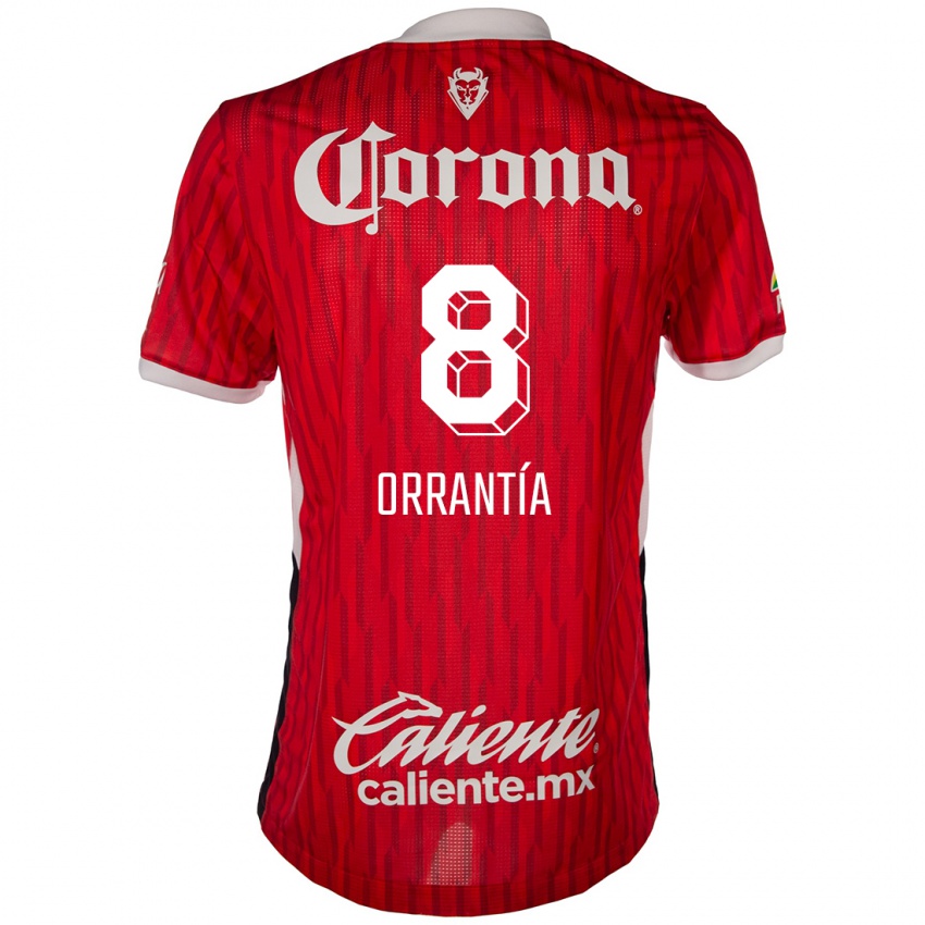 Criança Camisola Carlos Orrantía #8 Vermelho Branco Principal 2024/25 Camisa