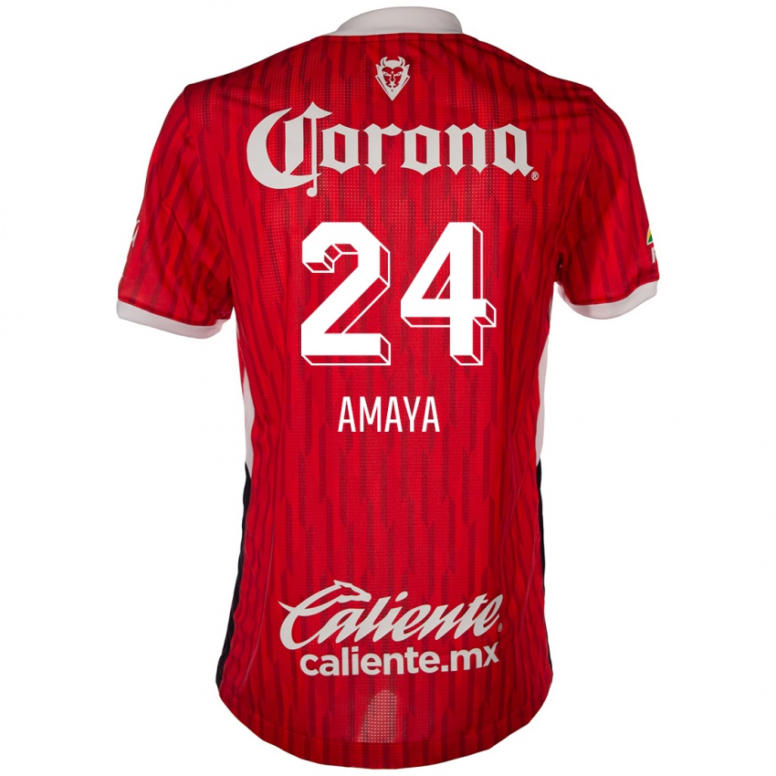 Criança Camisola Frankie Amaya #24 Vermelho Branco Principal 2024/25 Camisa