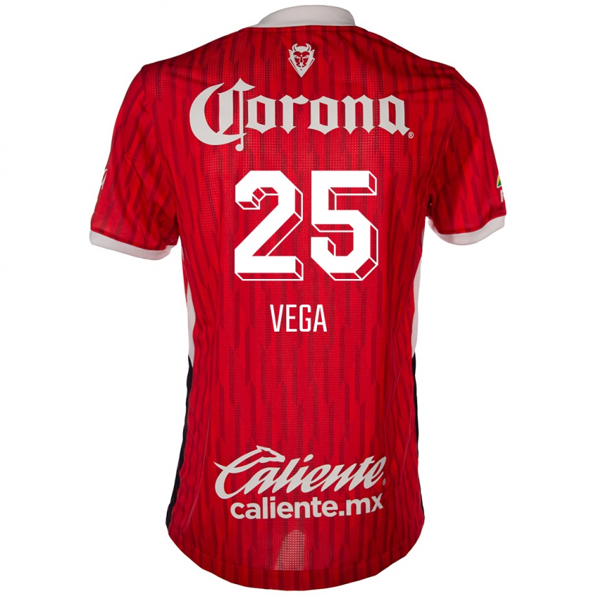 Criança Camisola Alexis Vega #25 Vermelho Branco Principal 2024/25 Camisa